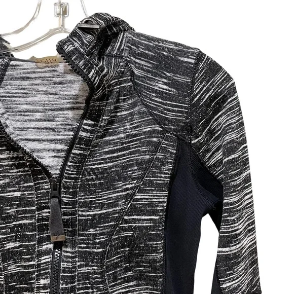 Zella Marled Space Dyed Zip-Up Hoodie Black White Size XS - Picture 8 of 11